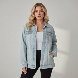 LuLaRoe Jaxon Large Light Blue Denim Jean Jacket